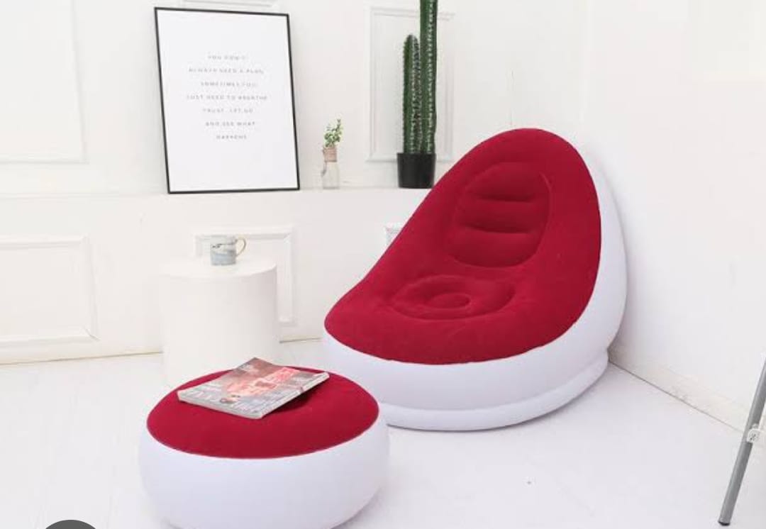 Inflatable Sofa With Foot Pad Lazy European and American Style Flocking Bed Outdoor Furniture Portable Single Sofa Couch Chair
