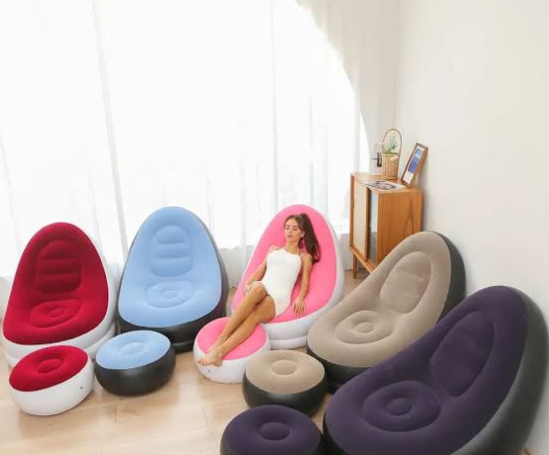 Inflatable Sofa With Foot Pad Lazy European and American Style Flocking Bed Outdoor Furniture Portable Single Sofa Couch Chair