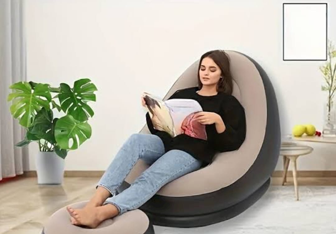 Inflatable Sofa With Foot Pad Lazy European and American Style Flocking Bed Outdoor Furniture Portable Single Sofa Couch Chair